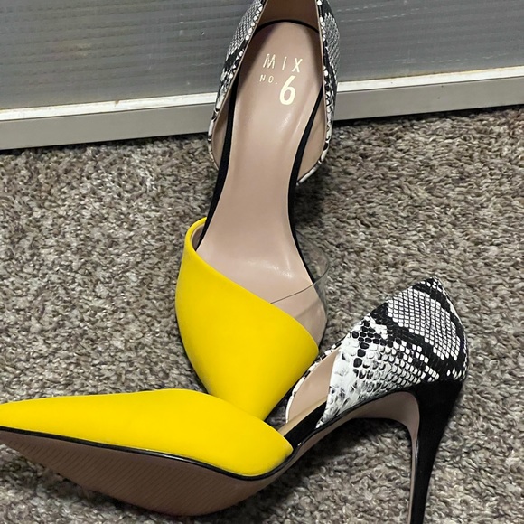 Mix No. 6 Shoes - Women’s yellow and snakeskin heels
